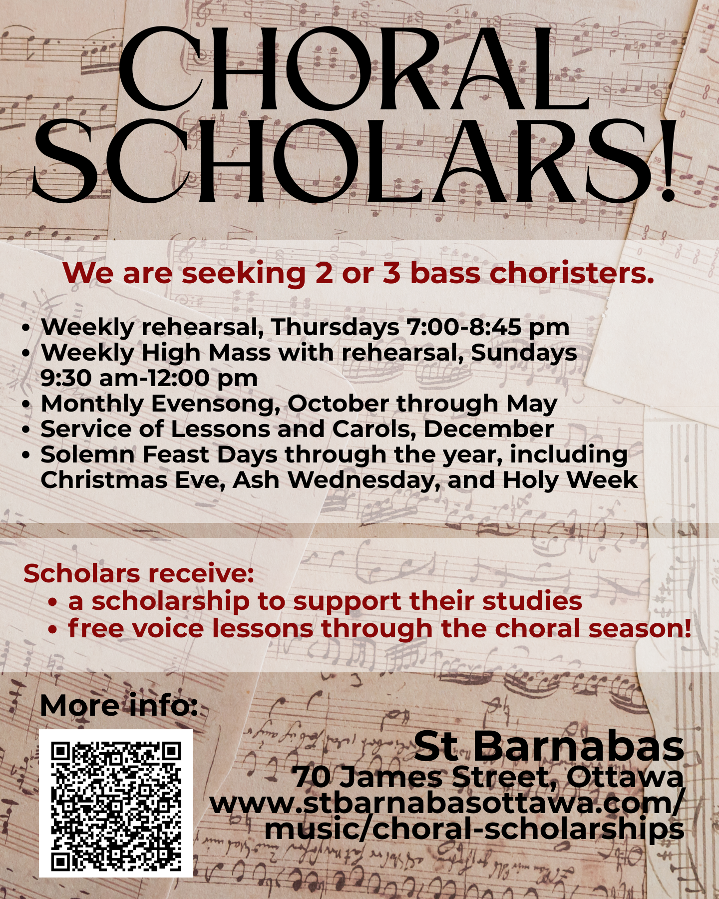 Poster for choral scholars program