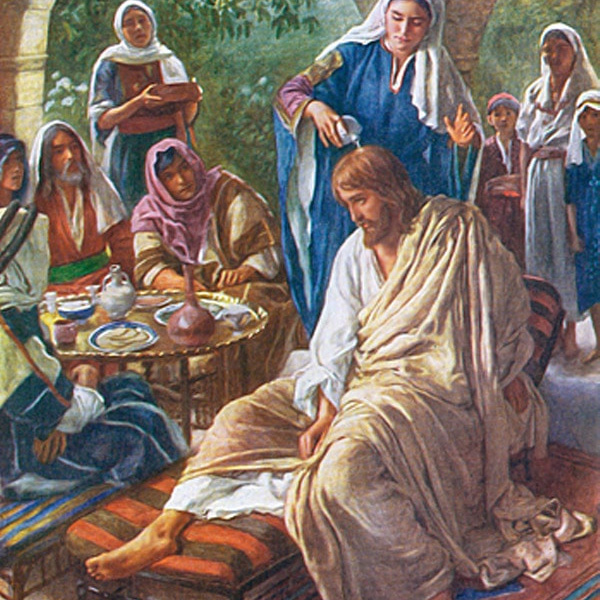 “Mary, Lazarus’ sister anoints Jesus” by Harold Copping