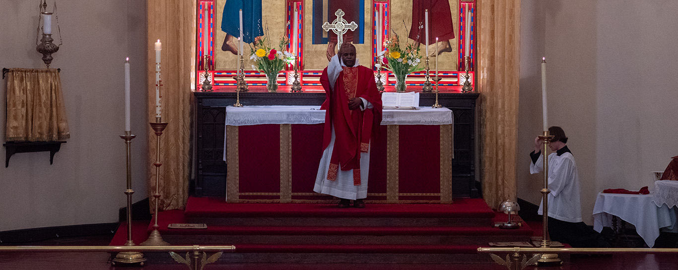 Fr Kwari giving a blessing after Low Mass on April 26, 2026.