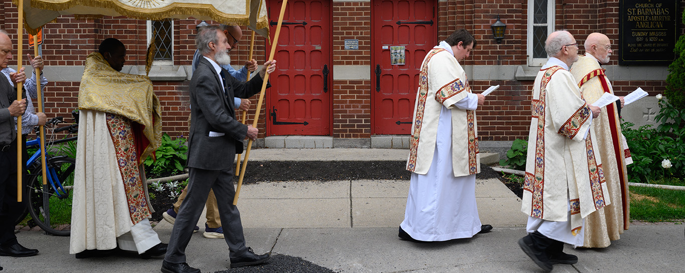 Outdoor procession during Corpus Christi
