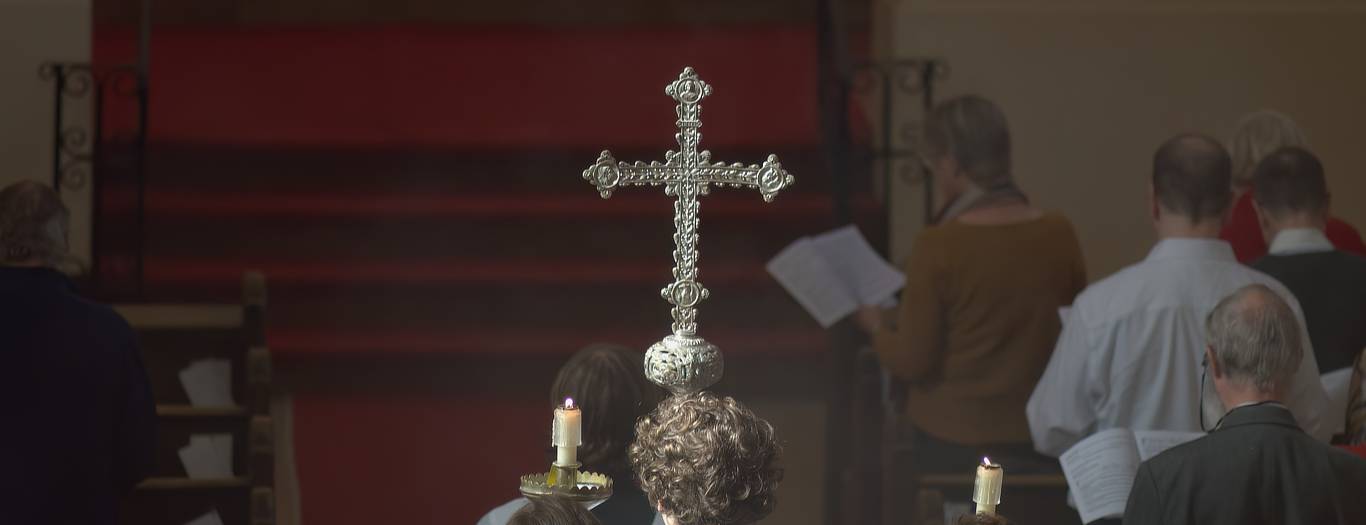 The procession cross in bright sunlight