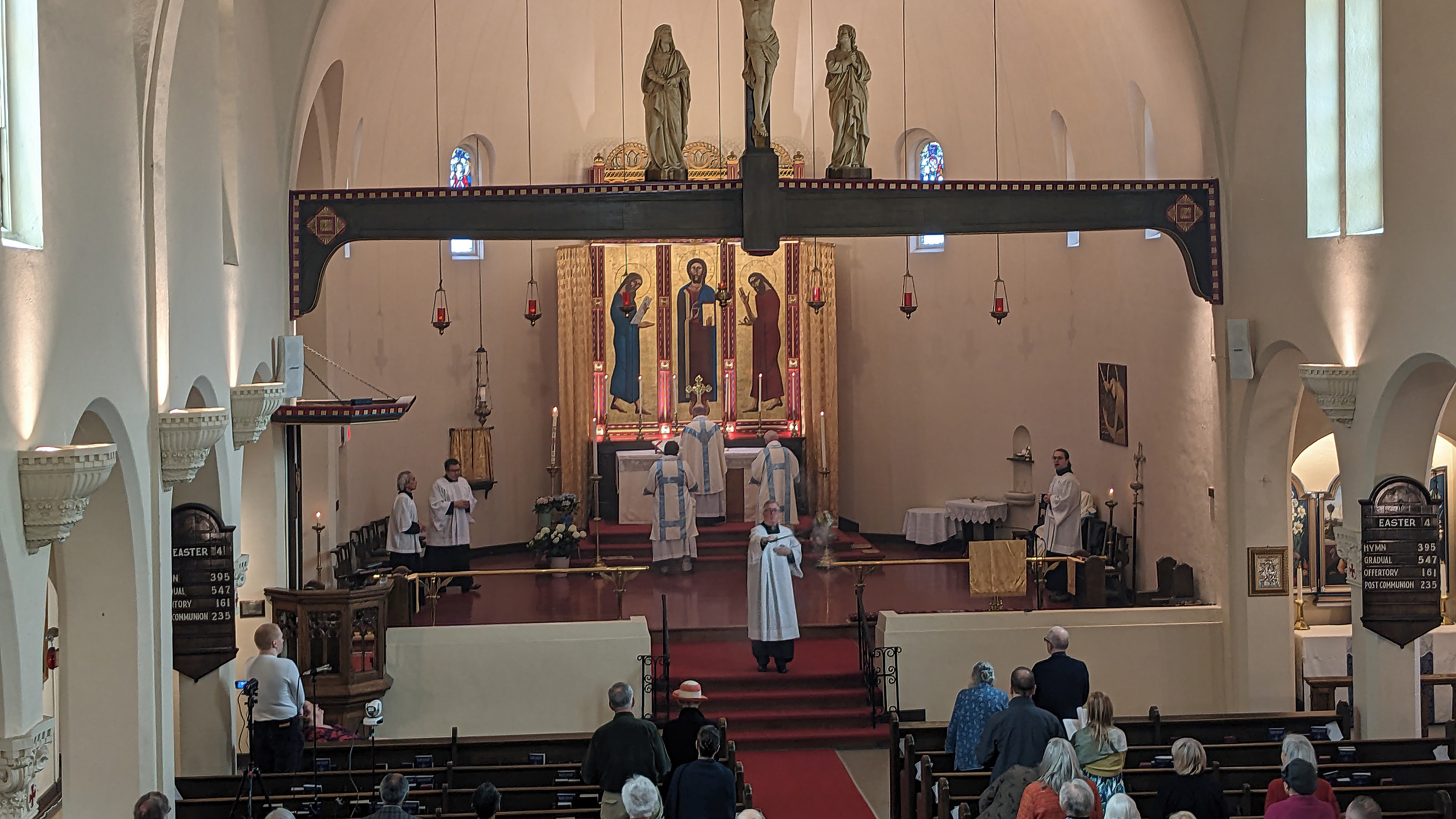 Thurifer sensing the congregration at Easter IV