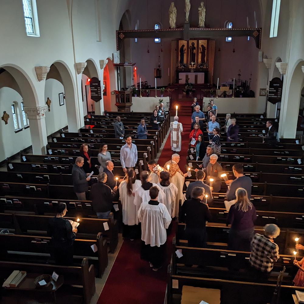 Procession and lighting of candles during the Easter Vigil