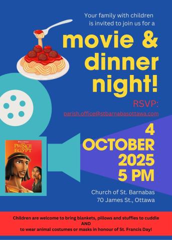 Poster for movie and dinner night. Details in description.