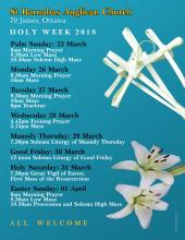 Poster of Services for Holy Week, 2018